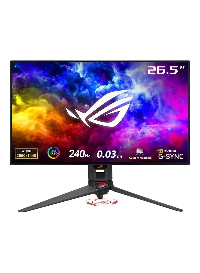 شاشة الألعاب ROG Swift OLED PG27AQDM، شاشة OLED مقاس 27 بوصة QHD 240 هرتز، وقت استجابة 0.03 مللي ثانية، ألوان 10 بت، FreeSync Premium & G-SYNC، 2xHDMI V2، 1x DP 1.4، 2x USB 3.2 Gen 1 | 90LM08Q0-B01A70-1