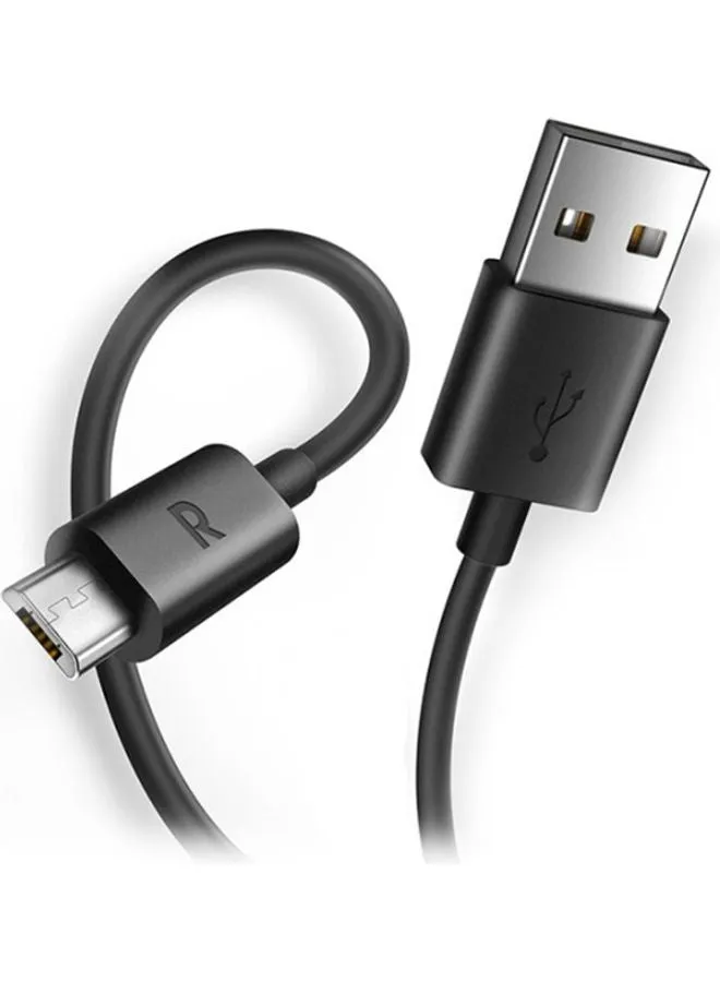 كابل من منفذ USB-A إلى منفذ مايكرو USB-B بطول 1 م/ 3.3 أقدام طراز RP-CB043 أسود-2