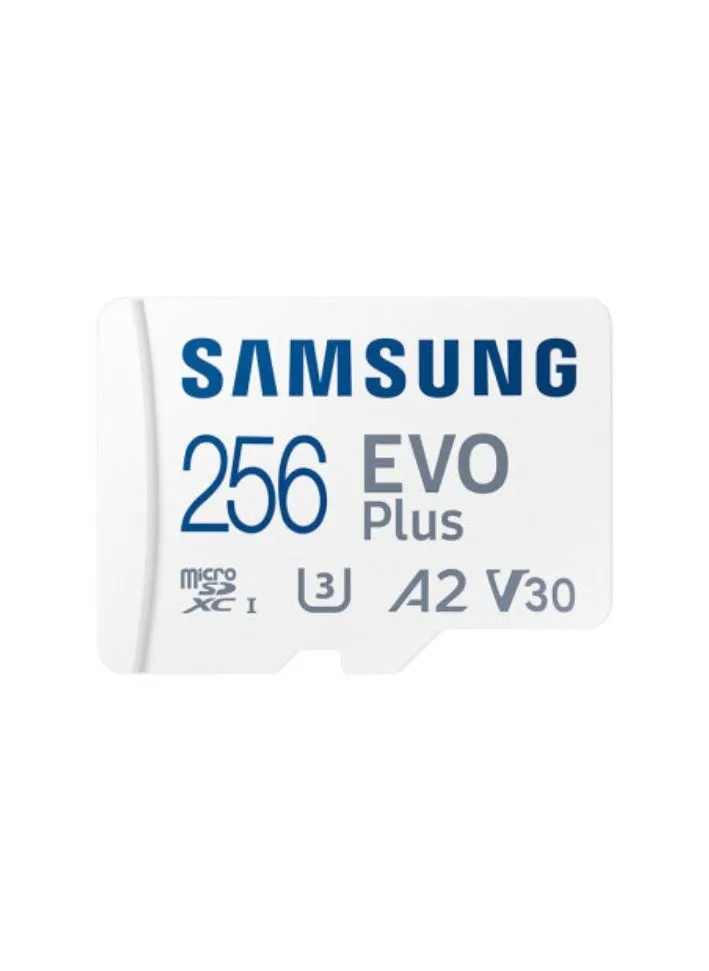 بطاقة SD من سامسونج EVO Plus سعة 256 جيجابايت مع محول بطاقة ذاكرة Micro Sd تصل إلى 130 ميجابايت/ثانية، مساحة تخزين موسعة لجهاز PS5 PS4، أجهزة الكمبيوتر اللوحية للألعاب، والهواتف الذكية، وكاميرا الأمان، وكاميرا GoPro Done Dash Cam، سعة 256 جيجابايت-1