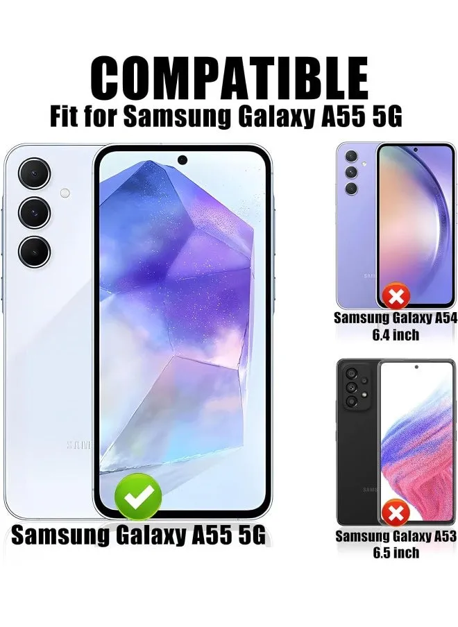 واقي شاشة للخصوصية Samsung Galaxy A55 مع واقي عدسة الكاميرا، ودعم فتح بصمة الإصبع، حساس للمس، واقي شاشة مضاد للخدش بقوة 9H خالٍ من الفقاعات لهاتف Samsung A55 5G (2+2 حزمة)-2