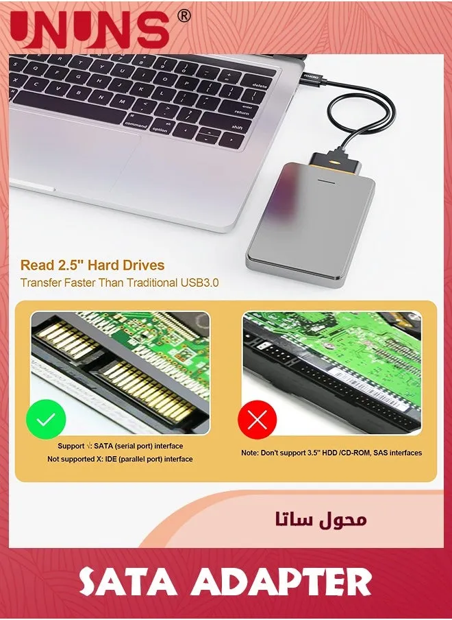 محول SATA إلى USB، كابل محول قرص صلب SATA III 2.5 بوصة USB 3.0، محول SATA A USB يدعم UASP، متوافق لنقل بيانات SSD/HDD بحجم 2.5 بوصة-2