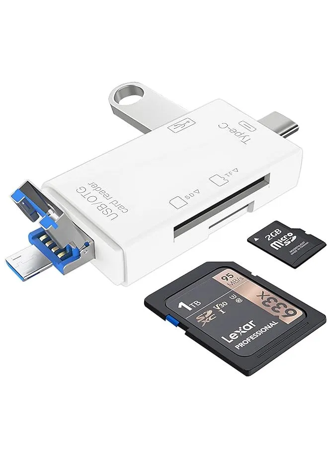 Sd Card Reader 6 In 1 Usb C Micro Usb Memory Reader Camera Viewer Usb 3.0 Sd Card Reader Adapter Used For Sd 3C Sd Micro Sd Tf Sdxc Sdhc Mmc Rs Mmc Micro Sdxc Micro Sdhc Uhs I White-1