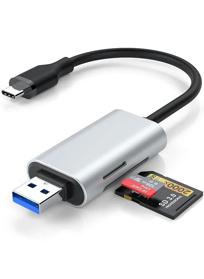 قارئ بطاقات Sd، قارئ بطاقات ذاكرة Micro Sd Tf مع USB C وUsb 3.0 فتحة مزدوجة قراءة عالية السرعة في نفس الوقت متوافق مع الكمبيوتر الشخصي Macbook Pro Air Iphone 15 15 Pro Max Ipad Pro Samsung-1