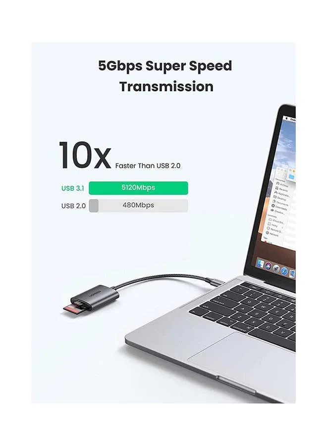 قارئ بطاقة SD USB C Micro SD قارئ بطاقة USB 3.0 OTG محول بطاقة الذاكرة متوافق مع TF، SD، Micro SD، SDXC، SDHC، MMC، RS-MMC، Micro SDXC، Micro SDHC لأجهزة MacBook Pro، iPad Pro-2