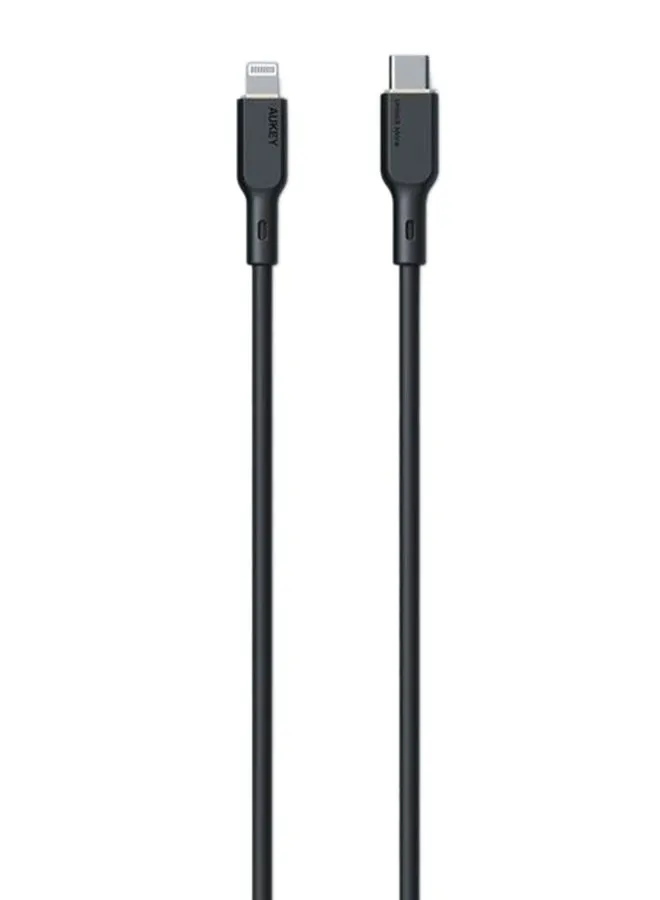 كيبل سليكون مقوى MFI شحن و مزامنة USB-C إلى لايتنينج طول 1م SCL1 أسود أسود-1