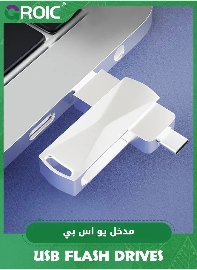 محرك فلاش USB فضي لـ iPhone Photo Stick 64 جيجابايت محرك إبهام أو USB C Android Phone تخزين الصور 2in1 Memory Stick متوافق مع i-Phone Pad Android Mac-Book USB C والكمبيوتر الشخصي-1