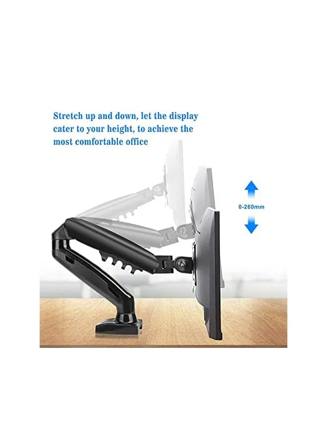 حامل شاشة مكتبي فردي - حامل شاشة مكتبي كامل الحركة مع زنبرك غاز لشاشات الكمبيوتر LCD LED مقاس 17 إلى 30 بوصة، حامل VESA قابل لضبط الارتفاع، يتحمل حتى 2-9 كجم-2