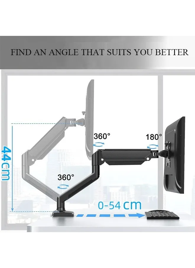 Single Monitor Stand Articulating Gas Spring Monitor Arm Pneumatic Height Adjustment Full Articulating Tilt Lifts Rotates Monitor Stand Holds Up to 9Kg Each(White)-2