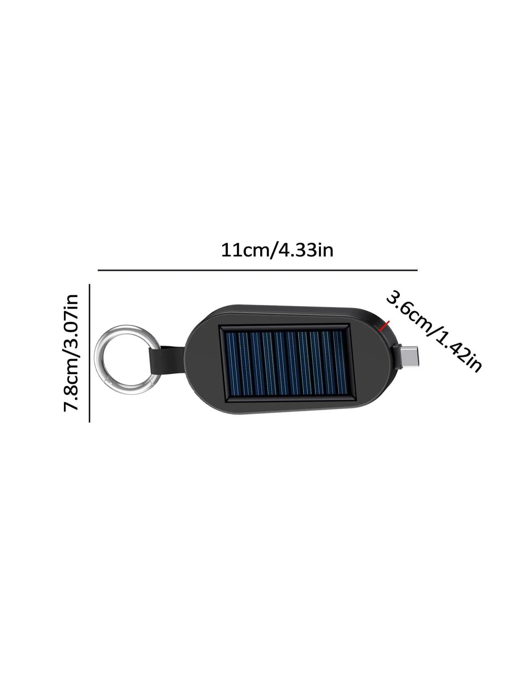 سلسلة مفاتيح شاحن بالطاقة الشمسية بقوة 3000 مللي أمبير في الساعة، شاحن بالطاقة الشمسية من النوع C، شاحن محمول يعمل بالطاقة الشمسية، معدات طوارئ للبقاء على قيد الحياة للتخييم والهاتف المحمول ومشغل MP3 والكمبيوتر اللوحي-2
