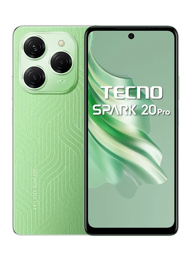 هاتف Spark 20 Pro ثنائي الشريحة Magic Skin 2.0 باللون الأخضر وذاكرة وصول عشوائي سعة 12+9 جيجابايت وذاكرة داخلية سعة 256 جيجابايت يدعم تقنية 4G - إصدار الشرق الأوسط-1