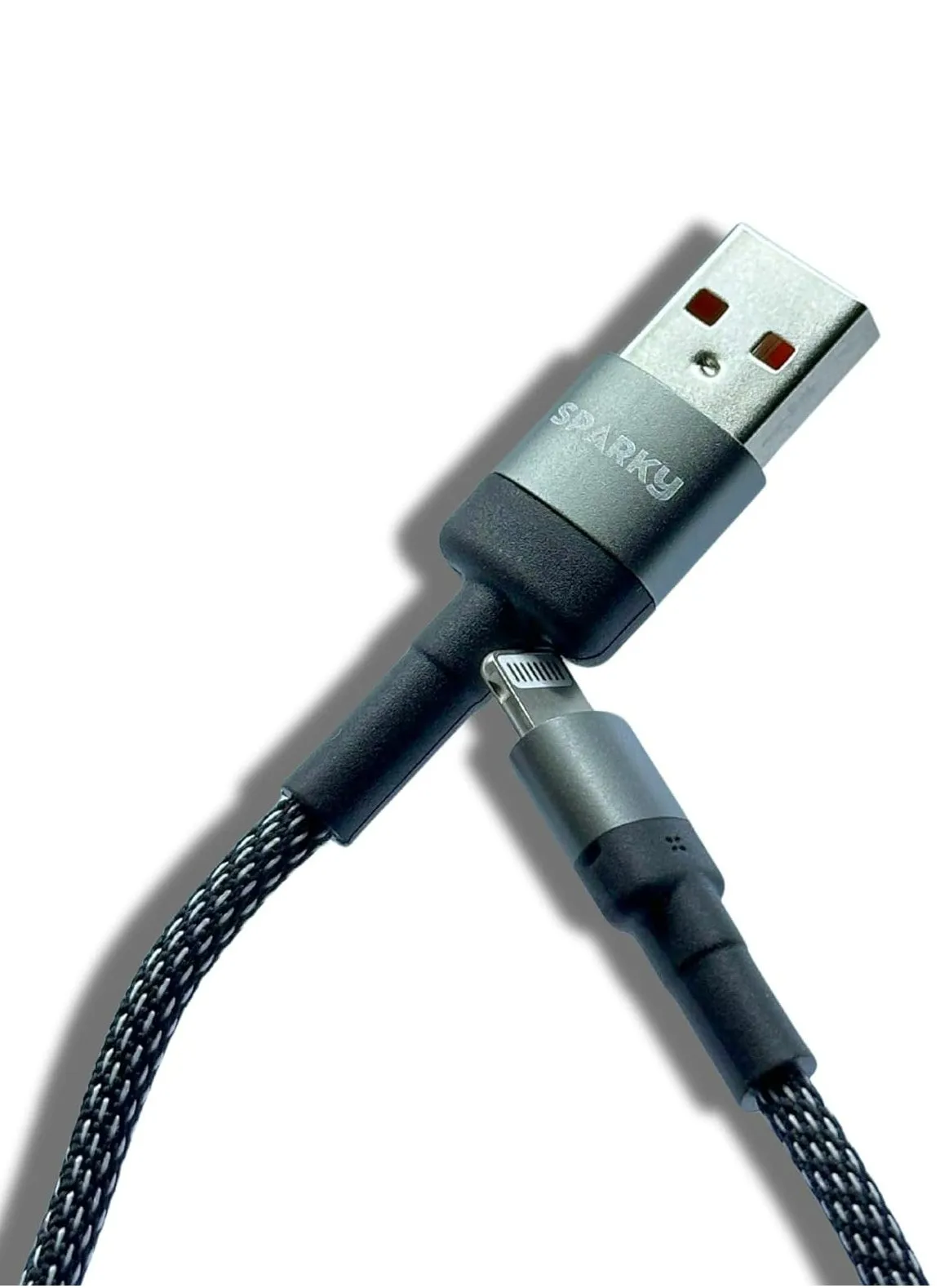 كيبل USB نوع ايه الى لايتنينج مضفر بالنايلون من سباركي - كيبل شحن ونقل بيانات فائق السرعة 5 امبير | تصميم متين ومضاد للتشابك متوافق مع الموديلات الرئيسية-1