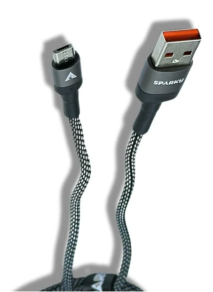 كيبل USB نوع ايه الى مايكرو USB مضفر بالنايلون من سباركي - كيبل شحن ونقل بيانات فائق السرعة 5 امبير | تصميم متين ومضاد للتشابك متوافق مع جميع اجهزة مايكرو USB |-1