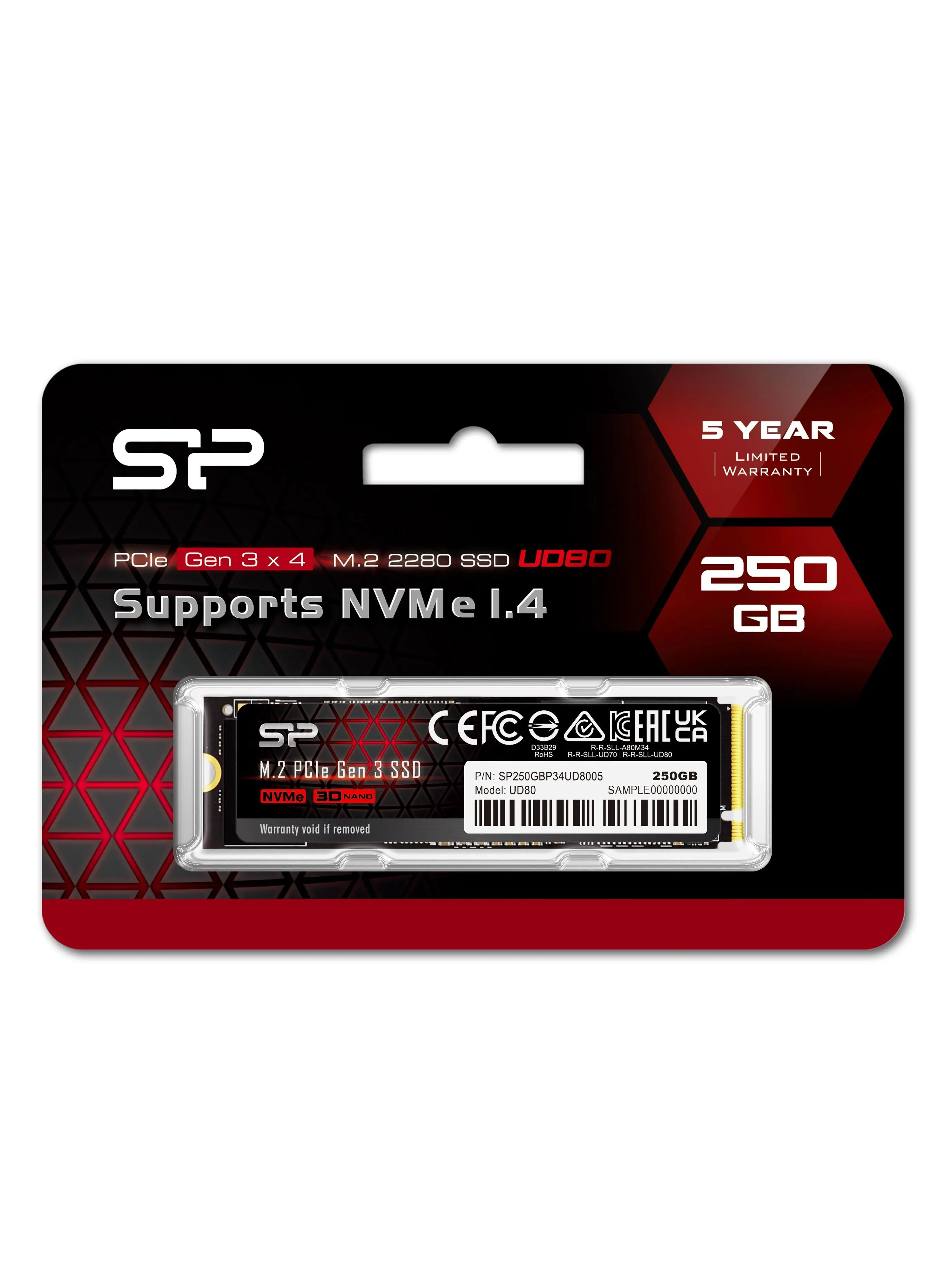 محرك أقراص SSD M.2 NVMe UD80 سعة 250 جيجابايت / سرعة تصل إلى 3400 ميغابايت/ثانية-2