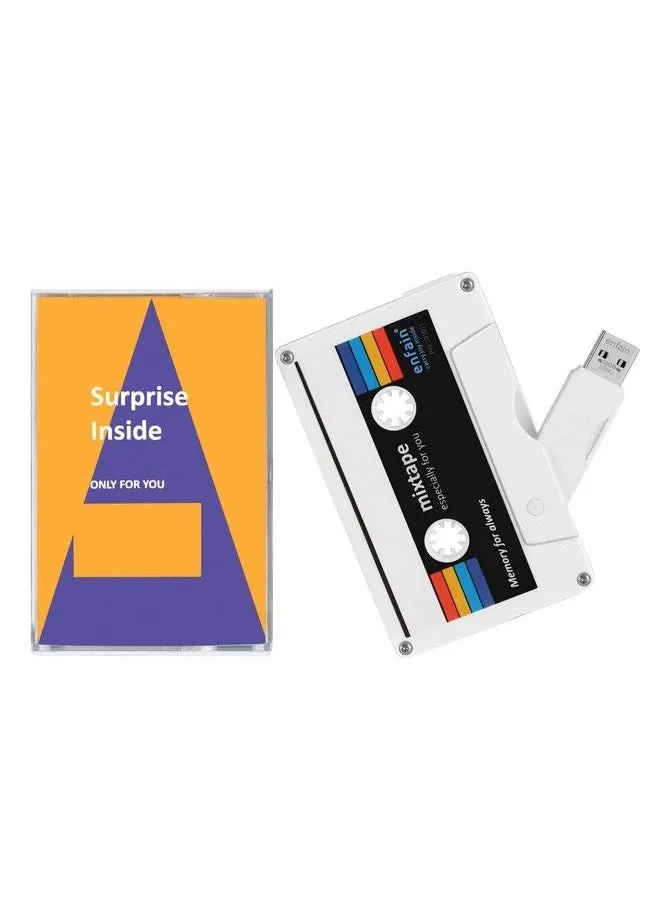 Surprise Mixtape Usb Flash Drives 1980 Cassette Retro Gift Thumb Drive For Birthday Anniversary Reunion Thanksgiving Day To Special Person (Usb 3.0 32Gb White)-1