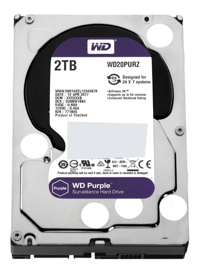 محرك أقراص صلبة 3.5 بوصة ساتا لأجهزة المراقبة طراز WD20PURZ 2.0 TB-1