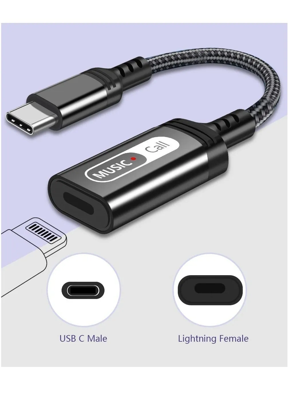 محول صوت SYOSI USB C إلى Lightning، محول سماعة رأس USB من النوع C ذكر إلى Lightning أنثى لأجهزة Apple iPad Air 4 Mini 6 MacBook إلى موصل سماعات الأذن لمكالمات الفيديو الموسيقية، لا يدعم الشحن-1