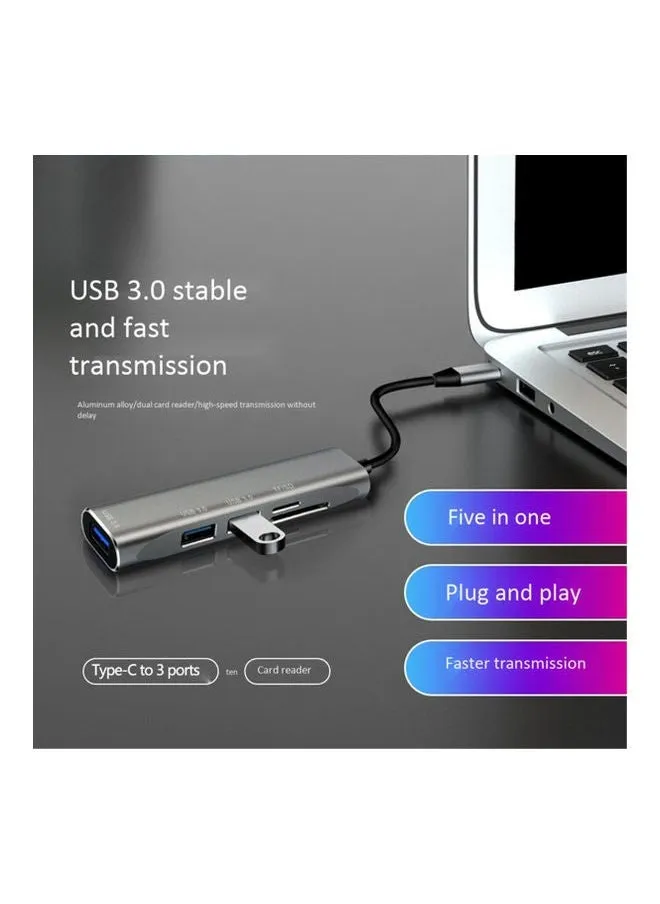 T325 5-in-1 USB Hub Silver Gray-2