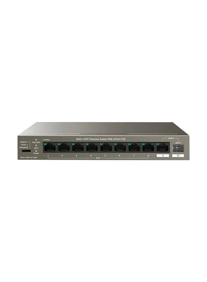 TEG1110PF-8-102W محول إيثرنت 9GE+1SFP مزود بـ 8 منافذ PoE-1