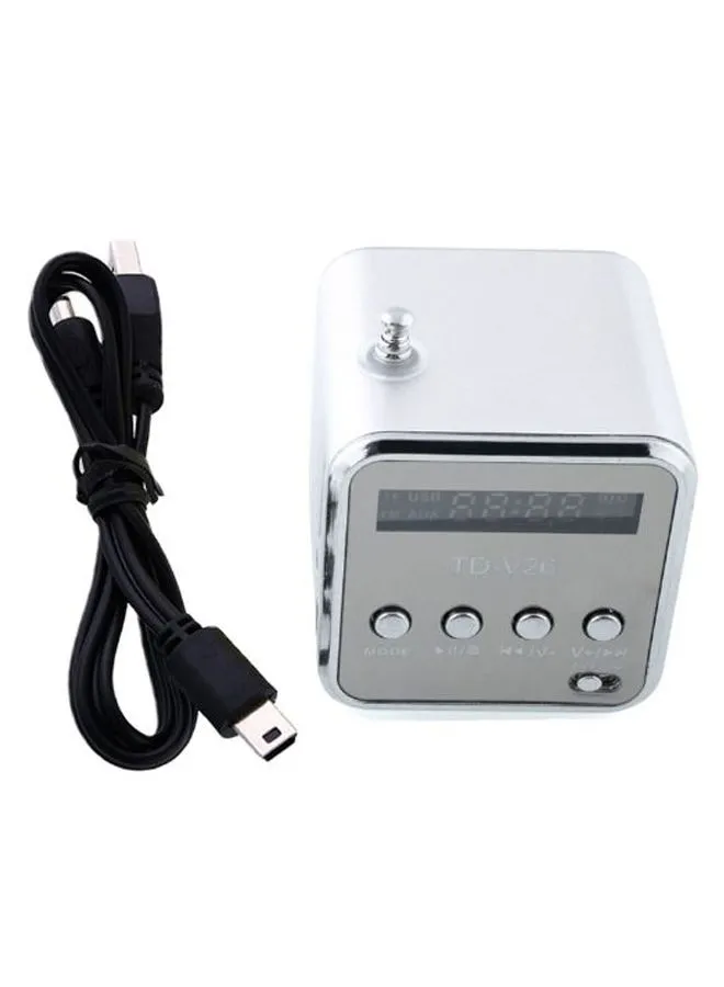 TF USB Speaker Music Player Portable FM Radio For iPod/iPhone MP3/MP4 PC Silver-1