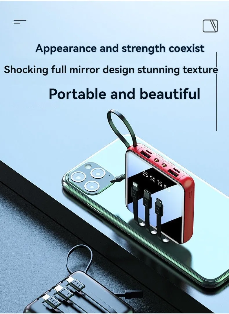 The new model comes with four-wire full mirror digital display power bank 10000 mAh large capacity portable power bank (red)-2