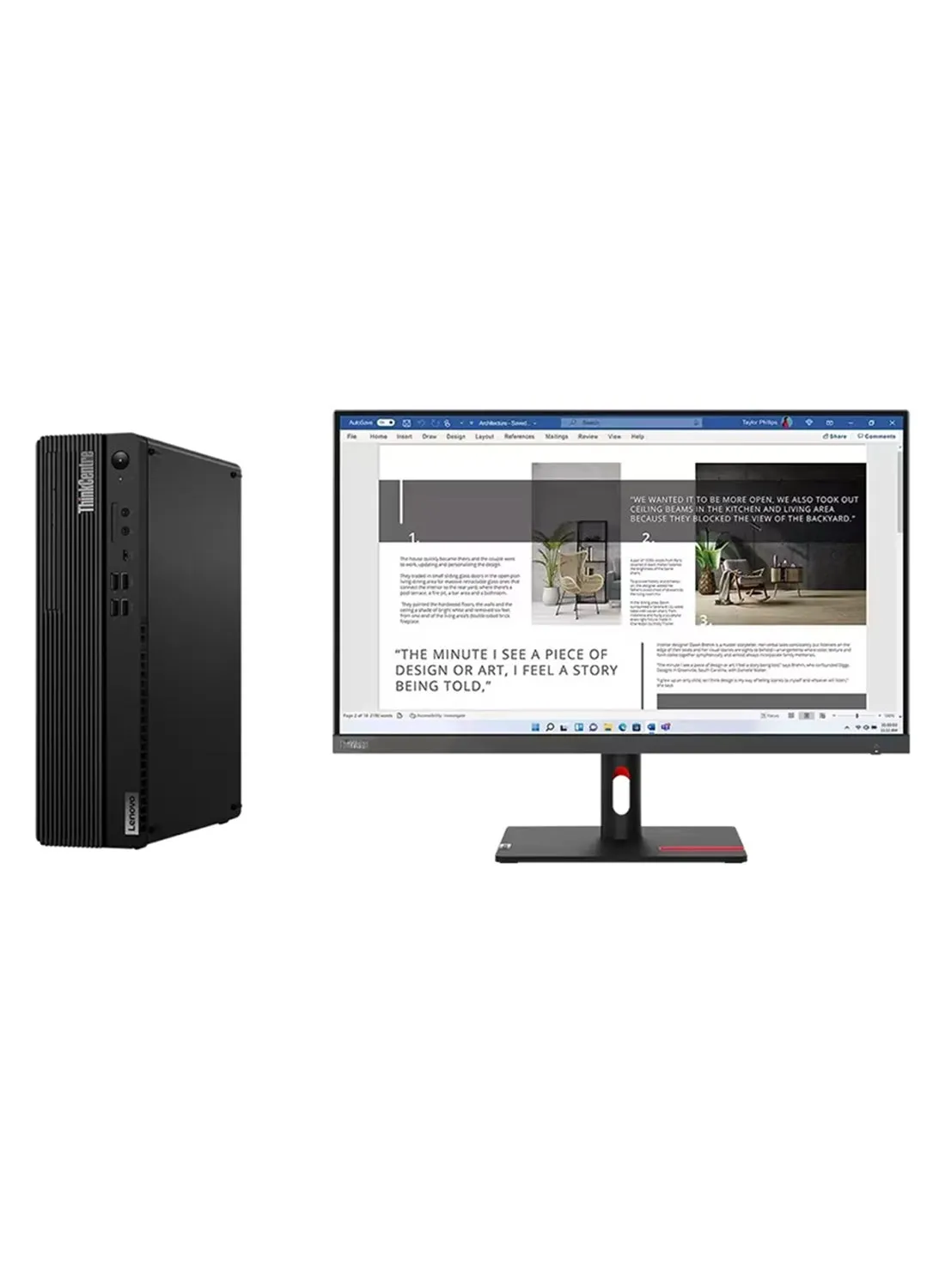 كمبيوتر ThinkCentre M70s SFF Tower، معالج Intel Core i7-12700/ذاكرة وصول عشوائي 16 جيجابايت/محرك أقراص SSD سعة 512 جيجابايت/بطاقة رسومات Intel UHD 600/نظام التشغيل Windows 11 Pro + شاشة ThinkVision S27i-30 مقاس 27 بوصة بدقة FHD 1920 × 1080، لوحة IPS، موصلات إدخال-1