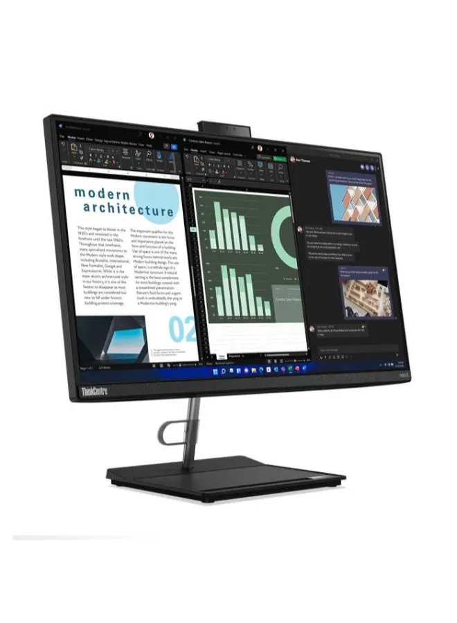 جهاز ThinkCentre neo V30a 24 AIO بشاشة IPS مقاس 23.8 بوصة عالية الدقة (1920 × 1080) ومعالج Intel Core i5-12450H وذاكرة وصول عشوائي سعة 8 جيجابايت ومحرك أقراص SSD سعة 512 جيجابايت M.2/DOS (بدون Windows) ورسومات Intel UHD مع لوحة مفاتيح USB + ماوس إنجليزي/عربي الغراب الأسود-2