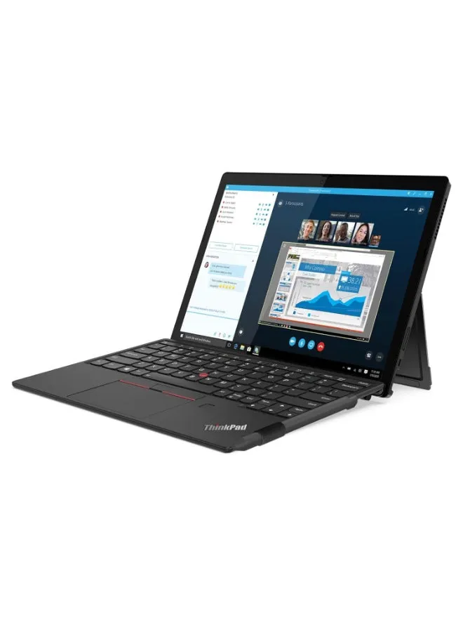 كمبيوتر محمول ThinkPad X12 قابل للفصل 2 في 1 مزود بشاشة FHD+ مقاس 12.3 بوصة، ومعالج Core i7-1160G7 / ذاكرة وصول عشوائي سعة 16 جيجابايت / محرك أقراص SSD سعة 512 جيجابايت / بطاقة رسومات Intel Iris Xe / نظام Win10 Pro / لغة إنجليزية/عربية أسود الإنجليزية/العربية-2