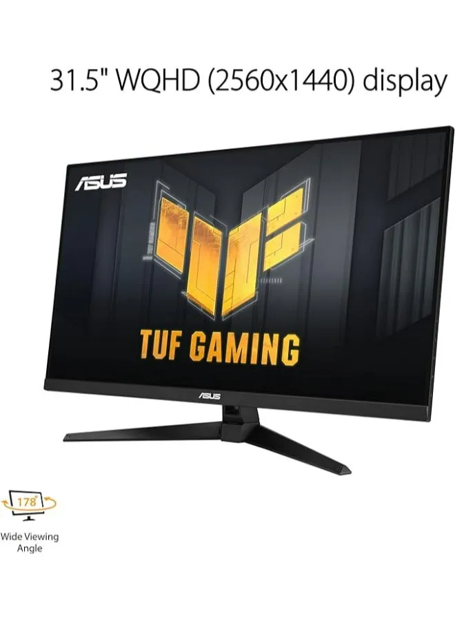 شاشة TUF Gaming 31.5 بوصة 1440 بكسل HDR (VG32AQA1A) - QHD (2560 × 1440)، 144 هرتز، 1 مللي ثانية، طمس حركة منخفض للغاية، FreeSync Premium، DisplayPort، HDMI، HDR-10، Shadow Boost، VESA قابل للتثبيت على الحائط باللون الأسود-2