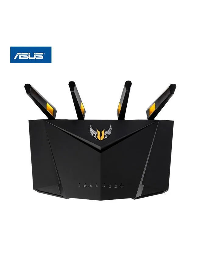 راوتر ألعاب TUF Gaming AX3000 V2 ثنائي النطاق WiFi 6 مع وضع الألعاب المحمولة، نطاقات 2.4 جيجا هرتز / 5 جيجا هرتز، سرعة تصل إلى 3000 ميجابت في الثانية، منفذ 2.5 جيجابت في الثانية، Wi-Fi 6، AiProtection Pro Network Security، 90IG0790-MU9B00-1