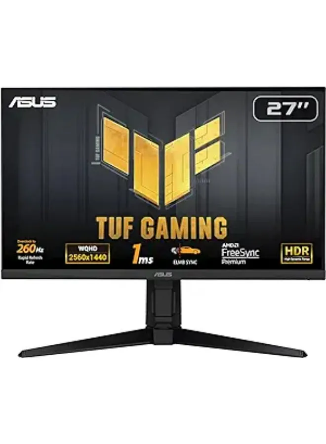 شاشة ألعاب TUF Gaming VG27AQML1A مقاس 27 بوصة QHD IPS، 260 هرتز OC / 1 مللي ثانية، ELMB Sync & Freesync Premium، DisplayHDR 400، 100% sRGB، 2Wx2 مكبرات صوت، DP / HDMI / USB 3.2 / PC Audio، أسود 90LM05Z0-B07370 أسود-1