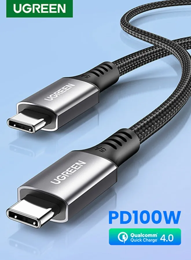 كيبل شحن USB C سريع 100 واط بطول 1 متر، كيبل شحن سريع PD3.0 SCP BC1.2 5 امبير، كيبل type C مضفر لاجهزة ايباد ميني 6، ماك بوك برو، اير، ايباد برو 12.9 انش، سلسلة ايفون 15،سامسونج S23+، هواوي P60، الخ أسود أسود-1