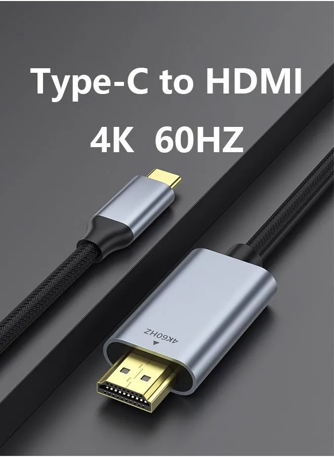 محول من النوع C إلى HDMI 2M، كابل USB 3.1 USB C إلى HDMI، متوافق مع التلفزيون، سلسلة iPhone 15، iPad 10/Pro/Air/Mini، سلسلة Samsung S24/S23 Series/Galaxy Z، MacBook Pro، Dell XPS، Huawei P60 طليعة-1