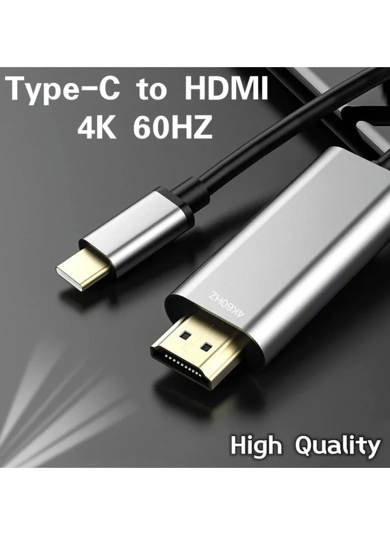 Type C to HDMI Adapter 2M, USB C to HDMI Cable, Compatible with TV, iPhone 15 Series, iPad 10/Pro/Air/Mini, Samsung S24 Series/S23 Series/Galaxy Z, MacBook Pro, Dell XPS, Huawei P60 Pro-1