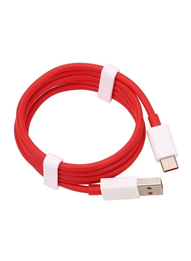 كابل شحن بمنفذ USB وType-C لهاتف ون بلس 6T/6/5/5T أحمر/أبيض-1