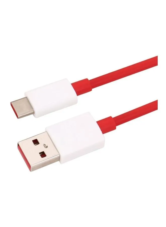 كابل شحن بمنفذ USB وType-C لهاتف ون بلس 6T/6/5/5T أحمر/أبيض-2