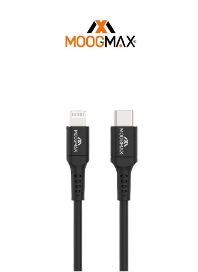 كيبل ايفون معتمد MFI من USB-C إلى Lightning (ايفون) بطول 1 متر مصنوع من السيليكون الناعم يدعم الشحن السريع ونقل البيانات.أبيض من موجماكس-1