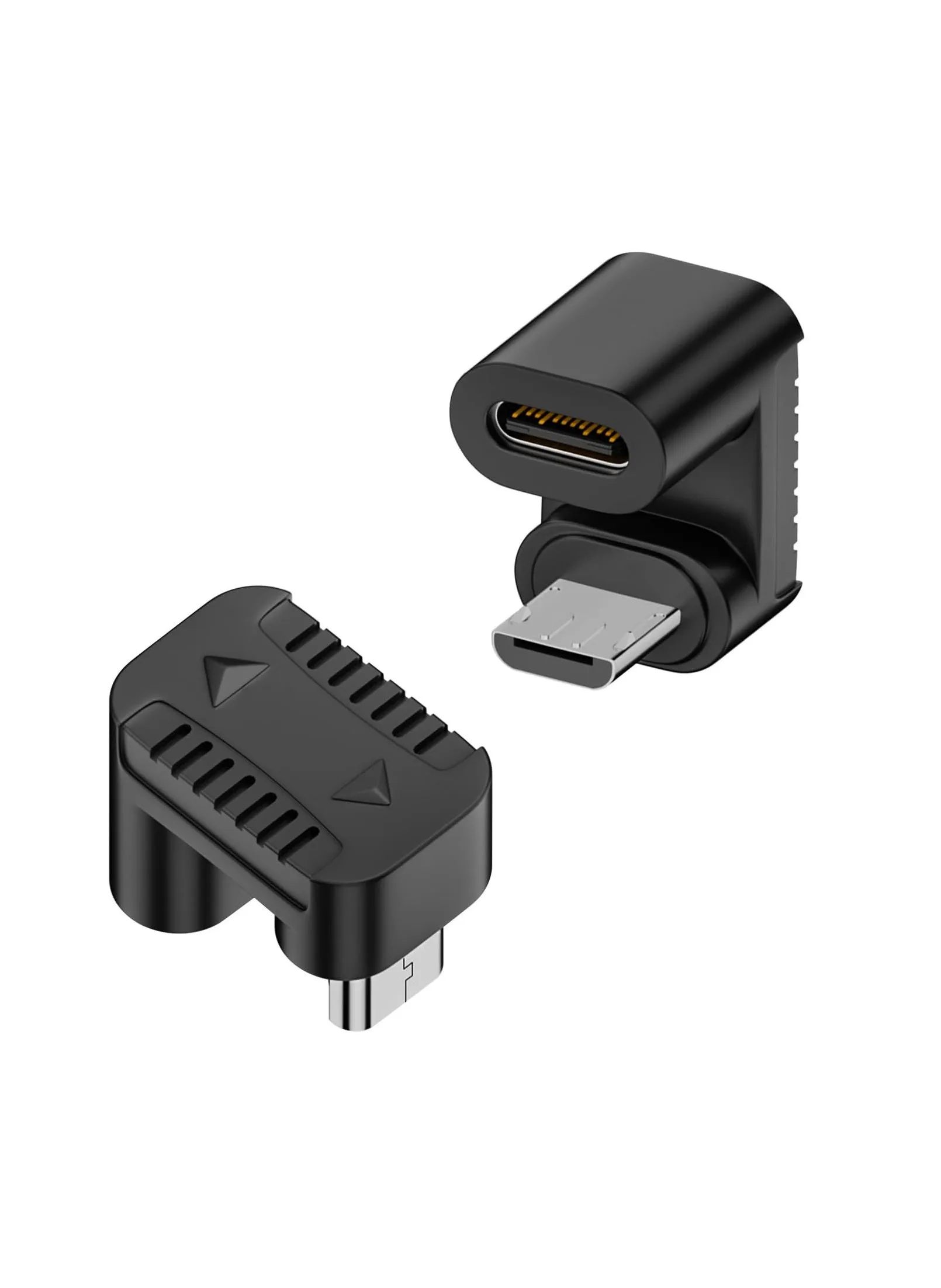 موصل USB C إلى Micro بزاوية على شكل حرف U، موصل USB C أنثى إلى Micro USB ذكر بزاوية 180 درجة لأعلى، موصل 10 وات (5 فولت 2 أمبير) 480 ميجابت في الثانية، درجة ميل على شكل حرف U 5.4 مم، محول طاقة وبيانات، قطعتان (أعلى)-1