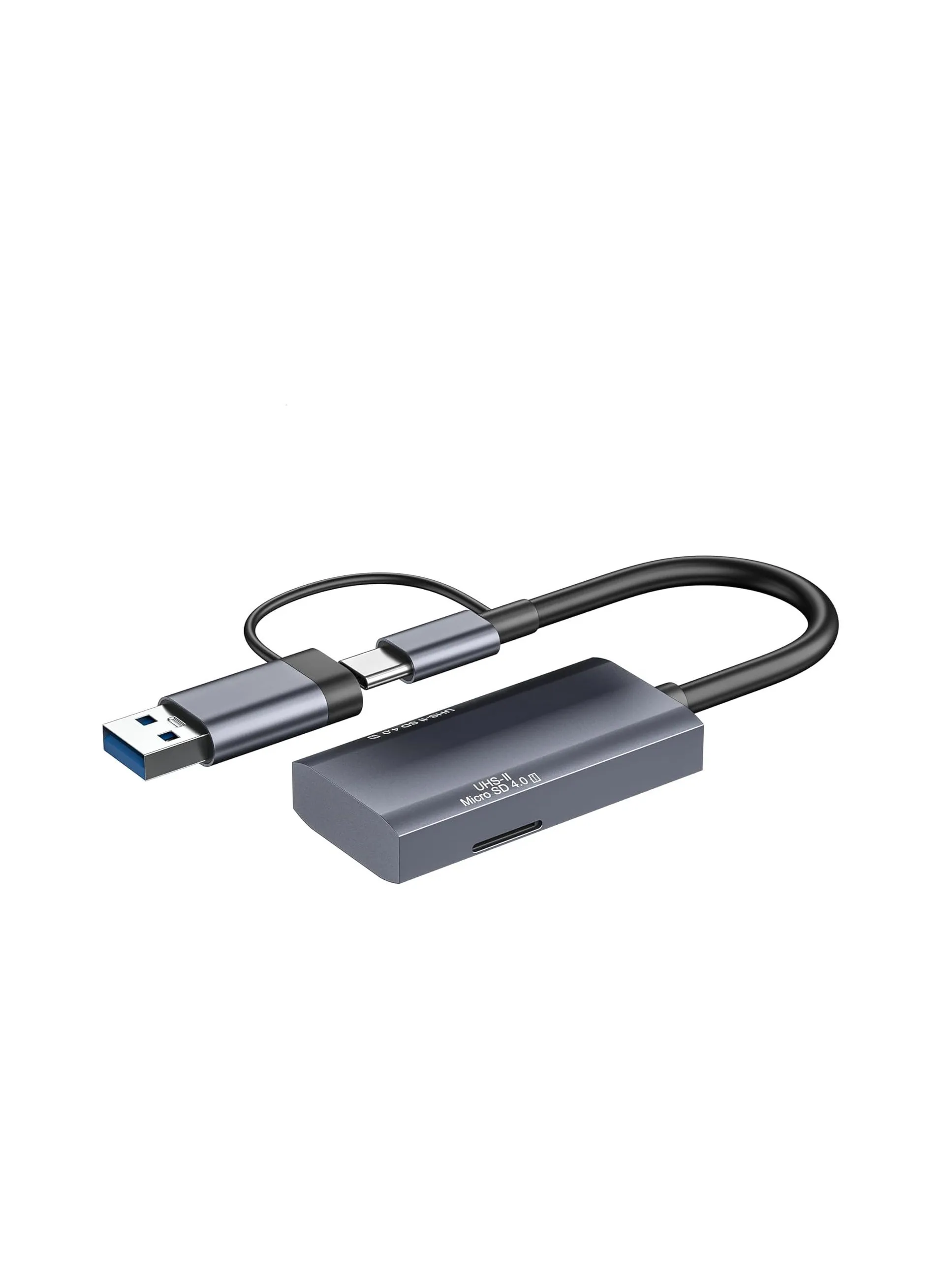 قارئ بطاقات UHS-II SD 4.0، قارئ بطاقات ذاكرة 2 في 1 USB A وType-C SD 4.0، لأجهزة الكمبيوتر الصغيرة وأجهزة الكمبيوتر المحمولة والأجهزة اللوحية والهواتف الذكية، لبطاقات SD Micro SD وSDXC وSDHC وMMC وRS-MMC وMicro SDXC وUHS-II وUHS-I (عبوة واحدة)-1