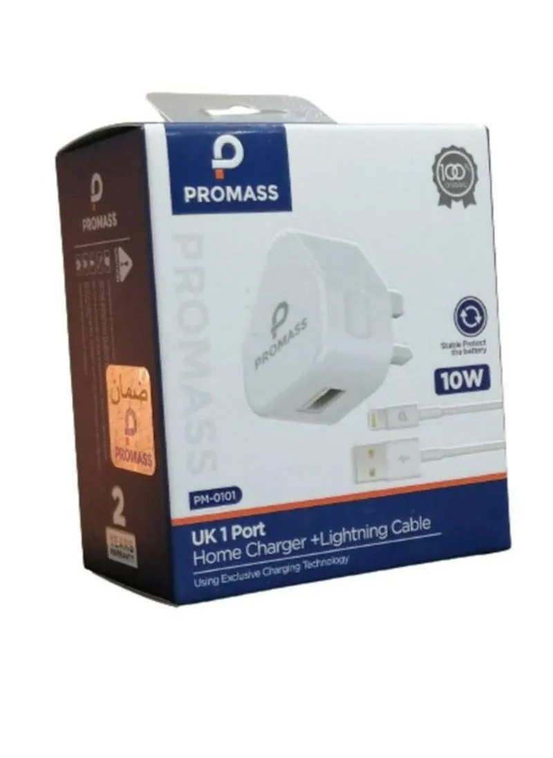 شاحن منزلي PROMASS PM0101 بمنفذ واحد بقوة 10 واط مع كابل لايتنينج، شحن سريع ومستقر، تقنية شحن حصرية-2