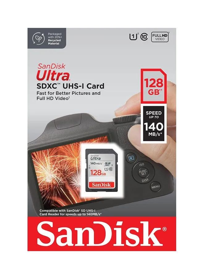 سرعة بطاقة Ultra SDXC UHS-I تصل إلى 140 ميجابايت/ثانية و128.0 جيجابايت 128 GB-1