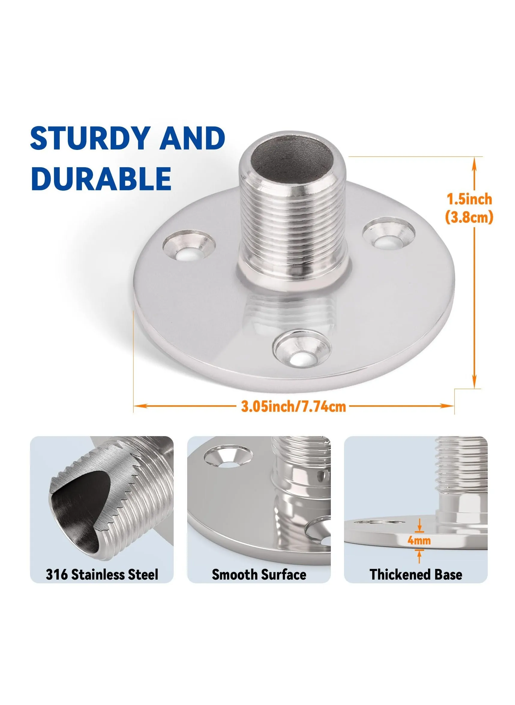 Universal Antenna Mount, Antenna Mounting Kit for Starlink Satellite Dish V2 Standard Actuated Antenna - Solid Pipe Adapter + Stainless Steel Antennae Base, for Marine Automotive-2