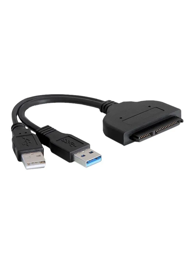 كابل تحويل بيانات USB فائق السرعة من 2.0 / 3.0 إلى ساتا به 22 سناً لمحرك الأقراص الصلبة بقياس 2.5 بوصة أسود-1