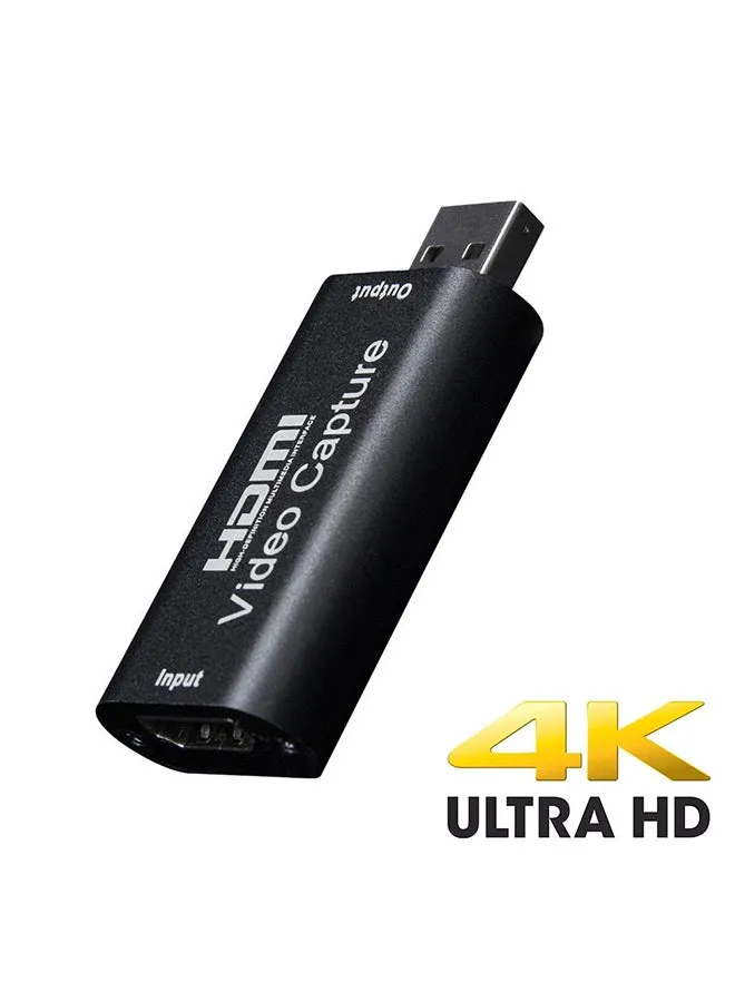 جهاز دعم تصويرفيديو مباشر بمنفذ USB 2.0 ومنفذ HDMI وقناة واحدة بدقة 1080 بكسل عالية الوضوح أسود-1