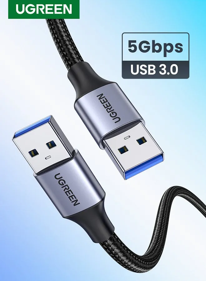 كابل USB 3.0 A إلى كابل USB إلى كابل USB Type A ذكر إلى ذكر كابل USB 3.0 سلك مضفر من النايلون متوافق مع حاويات محرك الأقراص الصلبة لنقل البيانات والطابعات وأجهزة المودم والكاميرات (0.5m)-1