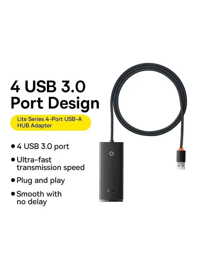 موزع ومحول منافذ USB 3.0 وناقل بيانات بـ 4 منافذ بسرعة عالية 5 جيجابايت في الثانية يتوافق مع أجهزة سيرفيس برو وماك بوك وماك ميني وآي ماك وديل إكس بي إس وسامسونج جالاكسي تاب وفلاش درايف USB أسود-2