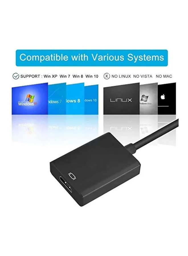 محول من USB 3.0 إلى HDMI بدقة عالية الوضوح 1080P مع محول رسومات صوت وفيديو أسود-2