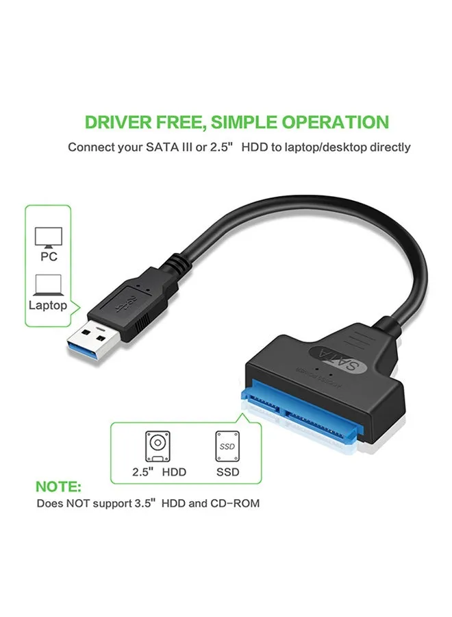 كابل محول بمنفذ Usb 3.0 إلى ساتا أسود-1