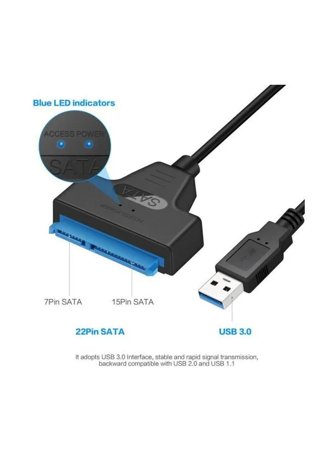 كابل محول لمحرك القرص الصلب بمنفذ USB 3.0 إلى SATA فضي/أسود/أزرق-2