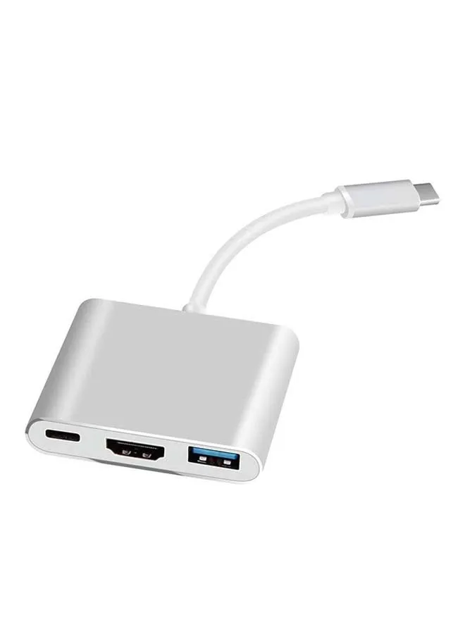 محول USB 3.1 Type-C إلى منفذ تلفاز HDMI عالي الوضوح فضي-1