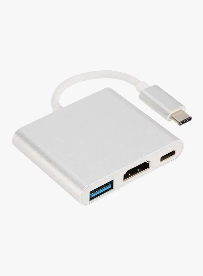 محول USB 3.1 Type-C إلى منفذ تلفاز HDMI عالي الوضوح فضي-2